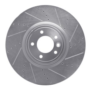 Land Rover Defender 110 Brake Rotor (1) - Front Right - R1 Concepts - Drilled & Slotted - Silver - `18-`25